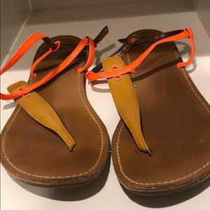 Super cute tan and orange sandals